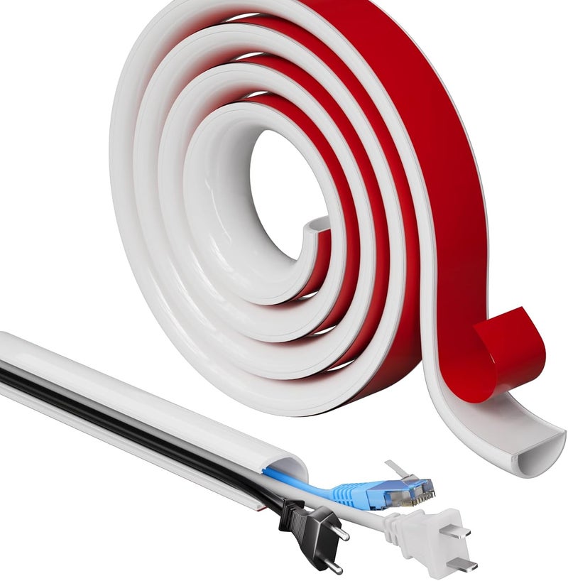 KAYLEINSTER 78" Cord Hider for Wall Mounted TV,Adhesive Cable Hider for Wall,Cord Covers Raceway Kit for Wires Hider,Flexible Silicone Cable Concealer for Home Office,W 1.08"× H 0.6" - Image 1